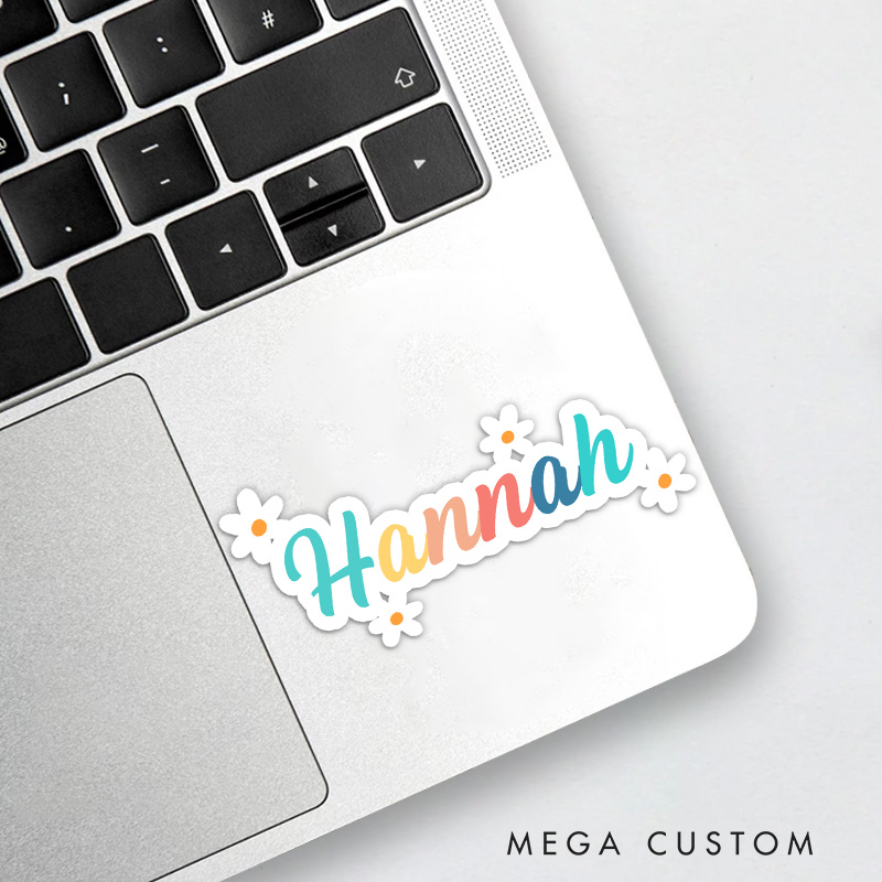 Personalized Name Sticker with Floral Accents and Pastel Colors for Cheerful and Playful Style Stickers