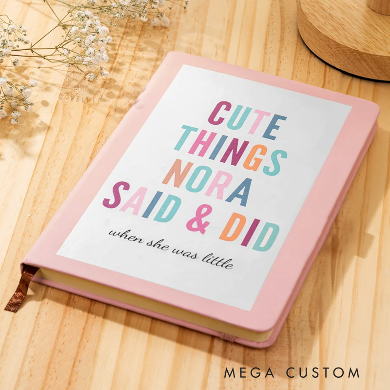 Personalized Cute Things My Kids Said & Did Memory Journal Notebook with Name Childhood Record Book Baby Shower Gift for New Parents
