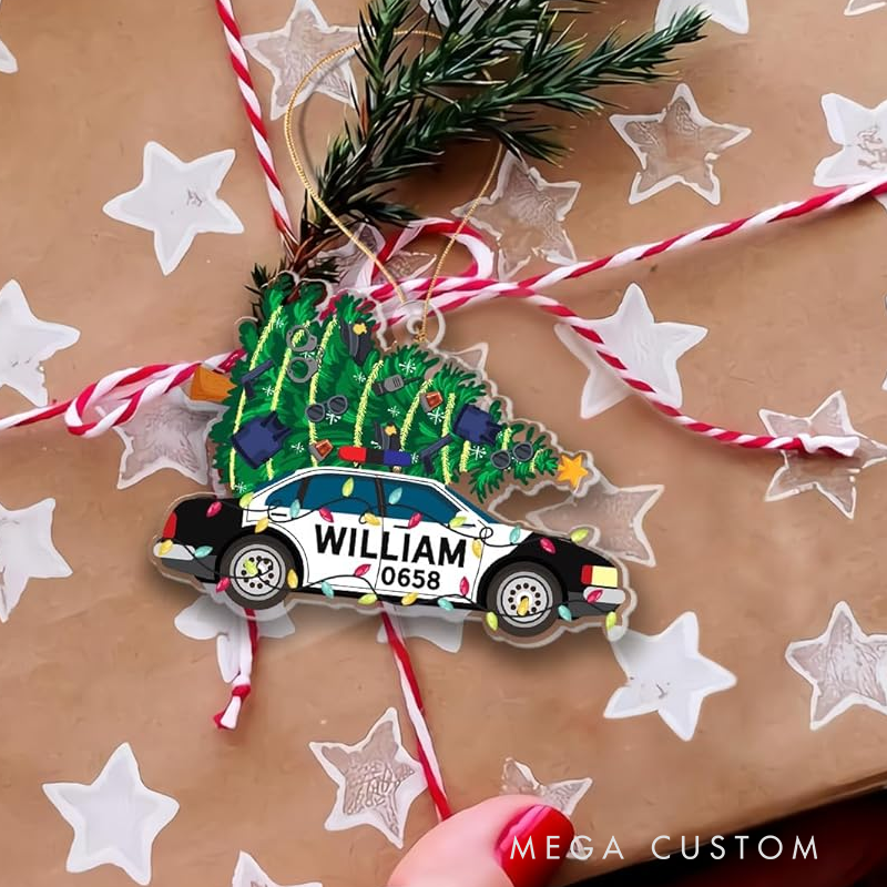 Personalized Festive Police Car Christmas Ornament Perfect Gift for Law Enforcement Officers and Families
