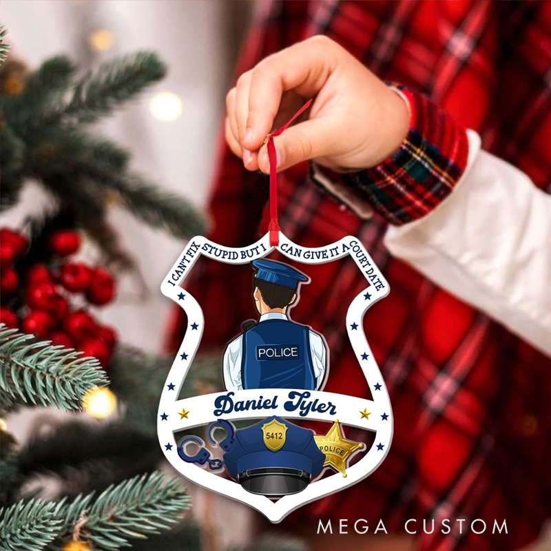 Personalized Police Officer Badge Christmas Ornament Perfect Gift for Law Enforcement Heroes