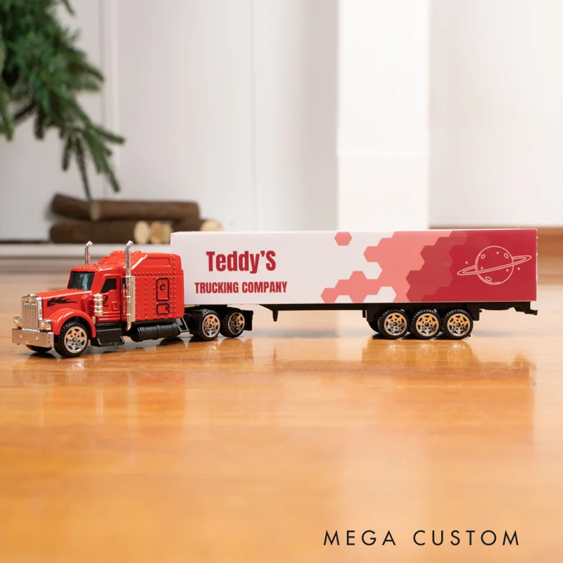 Personalized Toy Lorry Trailer Aluminium Alloy Model with Child's Name Birthday Christmas Children's Day Gift for Kids