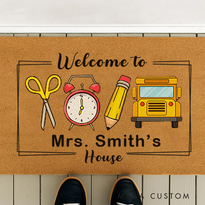 Personalized Door Mat for Teacher Welcome Mat Teacher Housewarming Gift