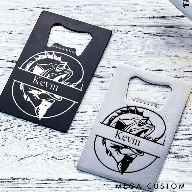Personalized Fishing Bottle Opener Custom Name Stainless Steel Card Portable and Durable Perfect Gift for Fishing Enthusiasts
