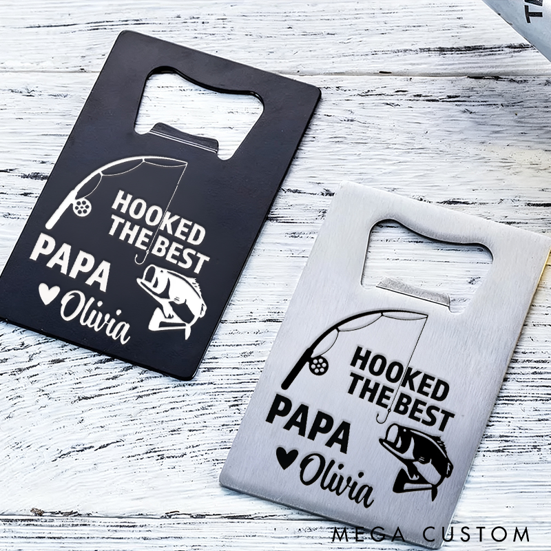 Personalized Fishing Bottle Opener Custom Name Stainless Steel Perfect Gift for Dad and Fishing Lover