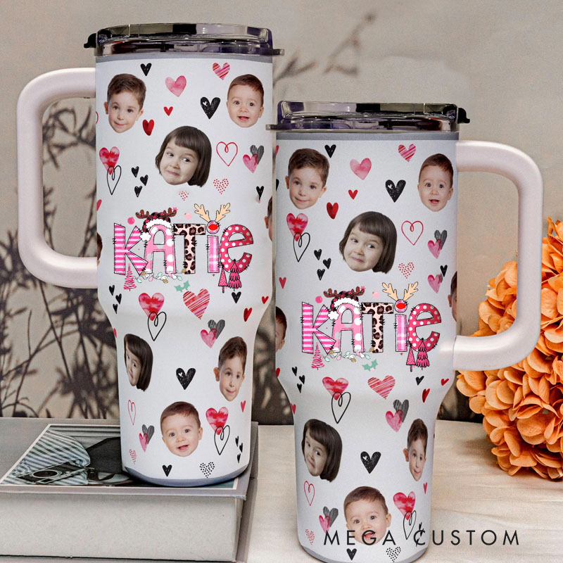 Personalized Photo Collage Tumbler with Custom Name and Heart Accents for a Unique and Cherished Gift Experience 40oz Tumbler