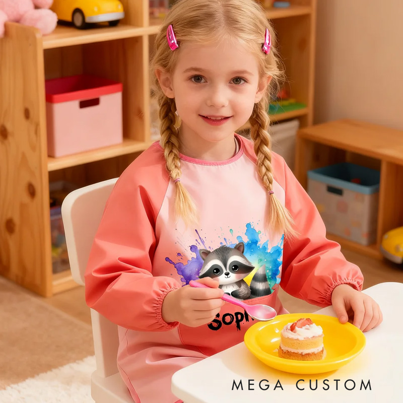 Personalized Cute Animal Foal Koala Waterproof Long Sleeve Kid Apron with Name Handcraft Activities Essential Birthday Gift for Kids