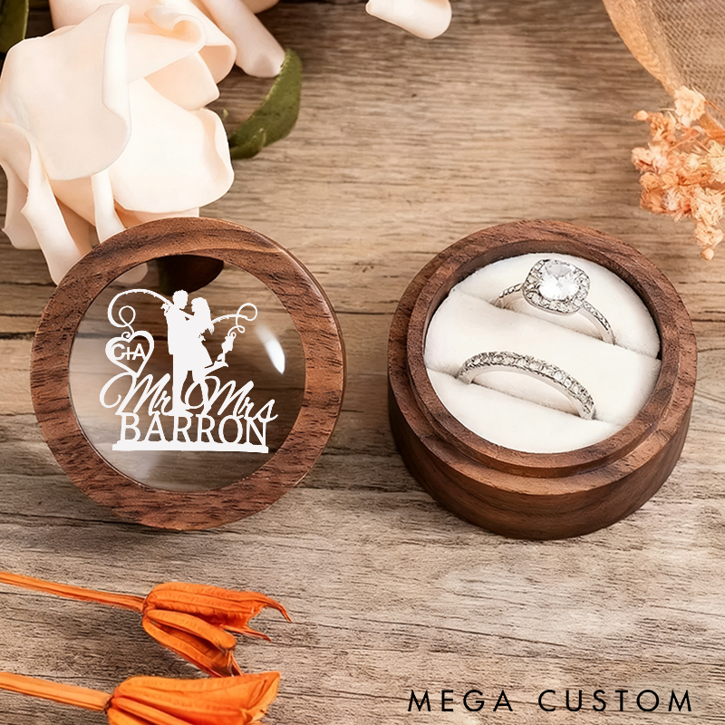 Personalized Wooden Ring Box Fishing-Themed Ring Box Custom Name Perfect for Couples Weddings Engagements and Romantic Gifts