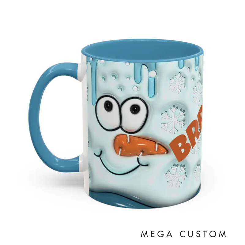 Personalized Name Frosty Fun Mug with Cheerful Snowman and Icy Winter Vibes 3D Inflated Effect Printed Mug Funny Christmas Gift