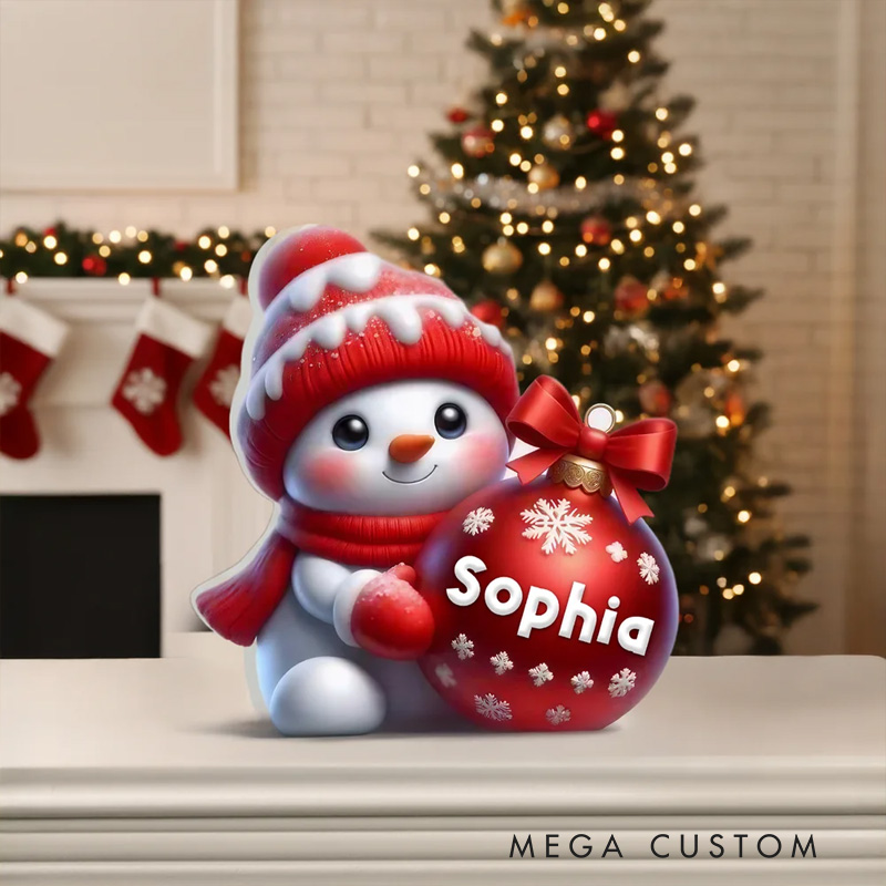 Personalized Multicolor Cute Snowman Ornament with Name Home Decor Christmas Gift for Family Friends