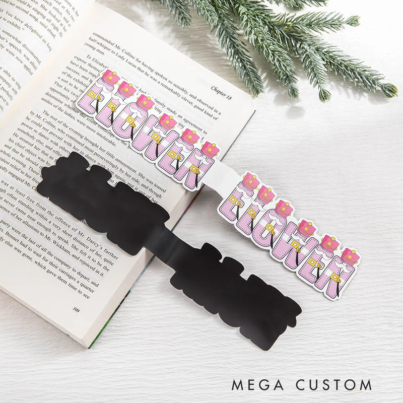 Personalized Elf Snowman Reindeer Doodle Letter Name Magnetic Bookmark Clips Set of 2 Birthday Christmas Gift for Kids Family