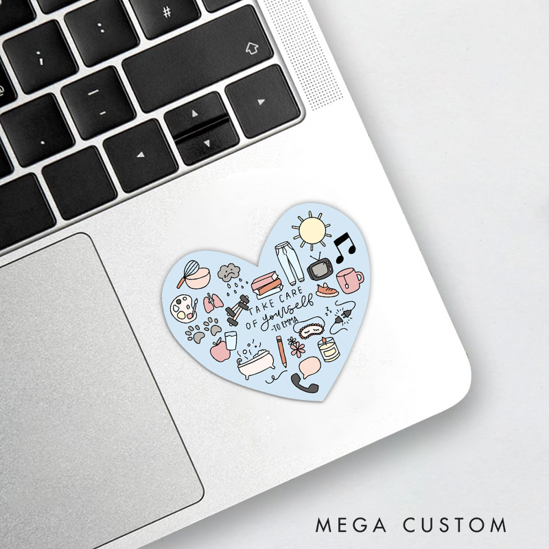 Personalized Self-Care Heart Stickers Promoting Wellness Relaxation and Balance for Everyday Life