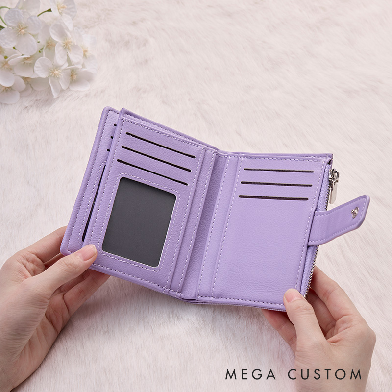 Personalized Chic Lavender Wallet with Delicate Floral Accents and Custom Name for Elegant Everyday Use Wallet