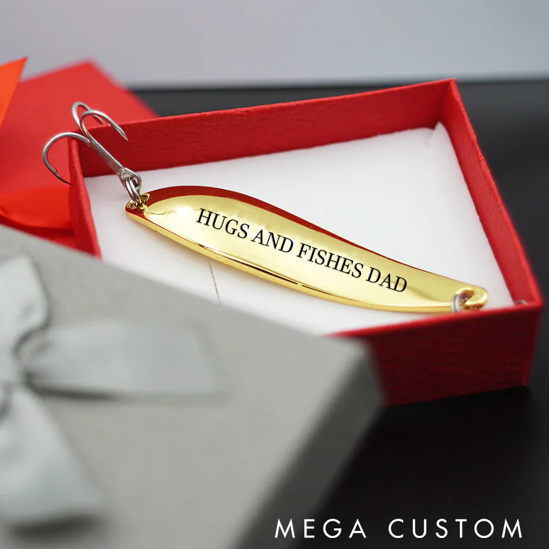 Personalized Fishing Lure Gift Set Hugs and Fishes Dad Design Father's Day Gift Gift for Dad Fisherman Perfect for Fishing Enthusiasts