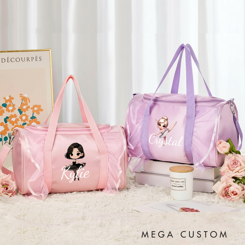 Personalized Cartoon Swan Lake Dance Bag for Girls Name Duffle Bag Pink Ballet Dance Bag Gymnastic Cheer Girls Christmas Gifts Back To School Gifts