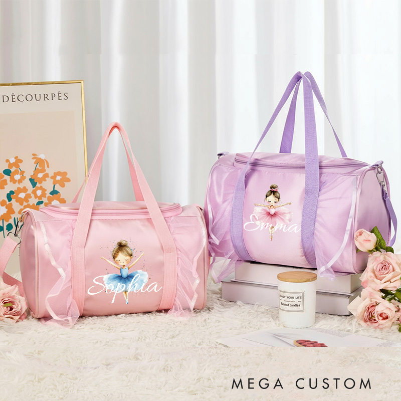 Personalized Ballerina Girl Dance Bag for Girls Name Duffle Bag Pink Ballet Dance Bag Gymnastic Cheer Girls Christmas Gifts Back To School Gifts