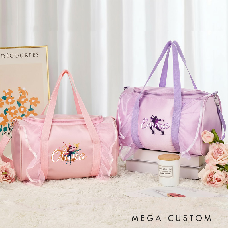 Personalized Ink Ballerina Dance Bag for Girls Name Duffle Bag Pink Ballet Dance Bag Gymnastic Cheer Girls Christmas Gifts Back To School Gifts