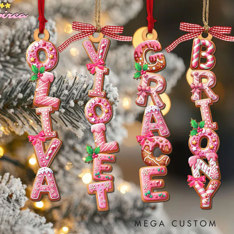 Personalized Name Christmas Ornament with Candy Cane Design and Festive Accents for Unique Holiday Decor Christmas Ornament