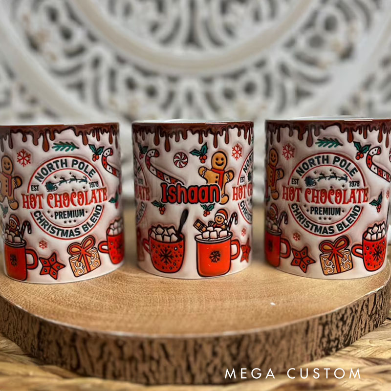 Personalized North Pole Hot Chocolate Mug with Festive Gingerbread and Holiday Accents for Cozy Winter Sips Mug