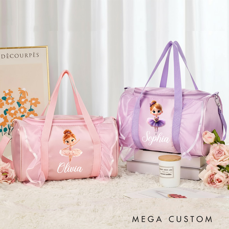Personalized Classic Cartoon Ballerina Dance Bag for Girls Duffle Bag Pink Ballet Dance Bag Gymnastic Cheer Girl Christmas Gift Back To School Gift