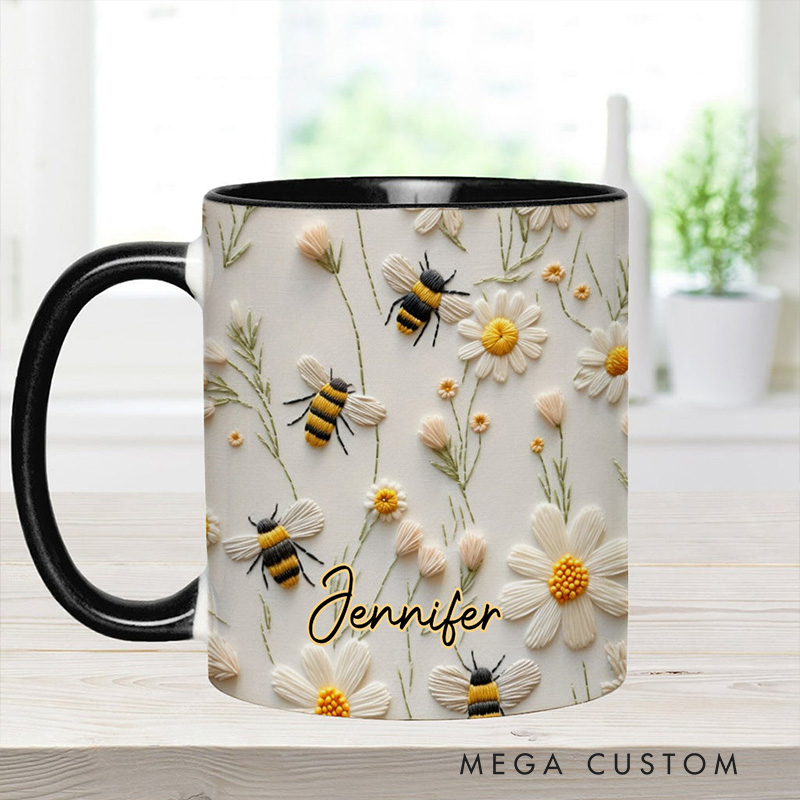 Personalized Bee Accent Mug Love Bees Gift for Kids Family