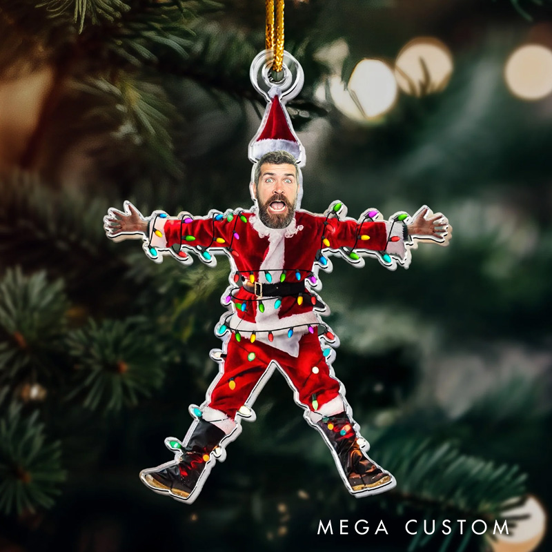 Personalized Family Photo Ornament Funny Christmas Shocked Custom Face Gift for Kids Family