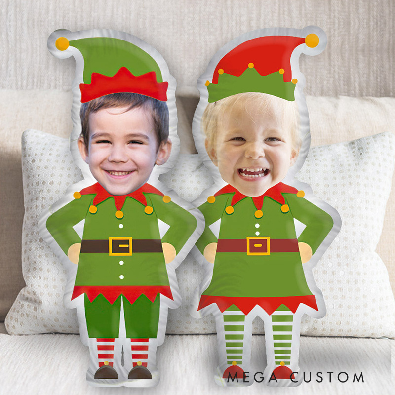 Personalized Elf Pillow with Custom Photo Feature Creating a Festive and Playful Holiday Decoration for Home Pillow