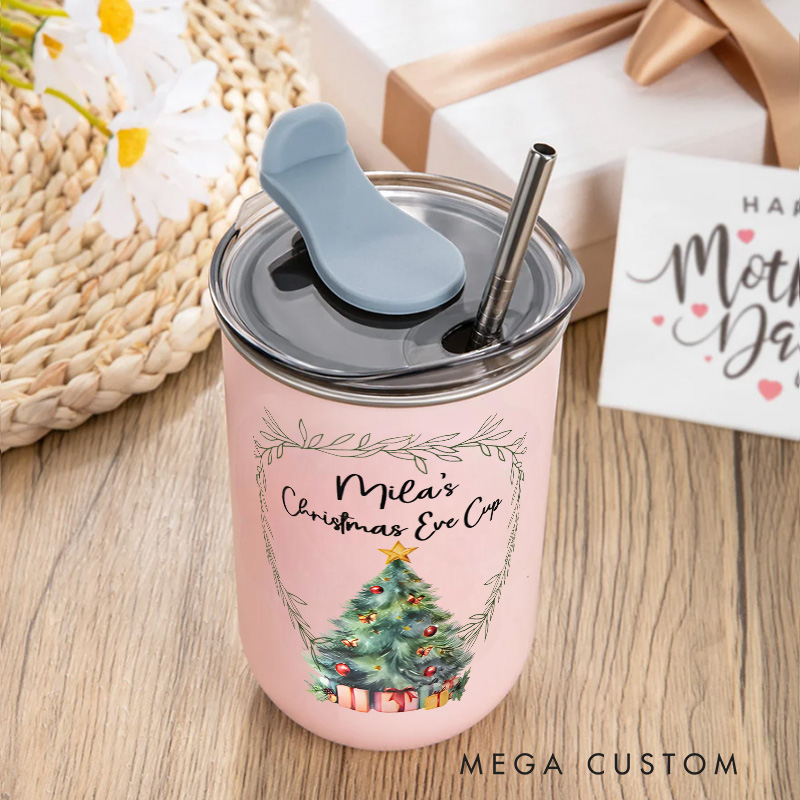 Personalized Christmas Tumbler with Custom Name and Festive Tree Design Perfect for Holiday Beverages and Celebrations Insulated Tumbler