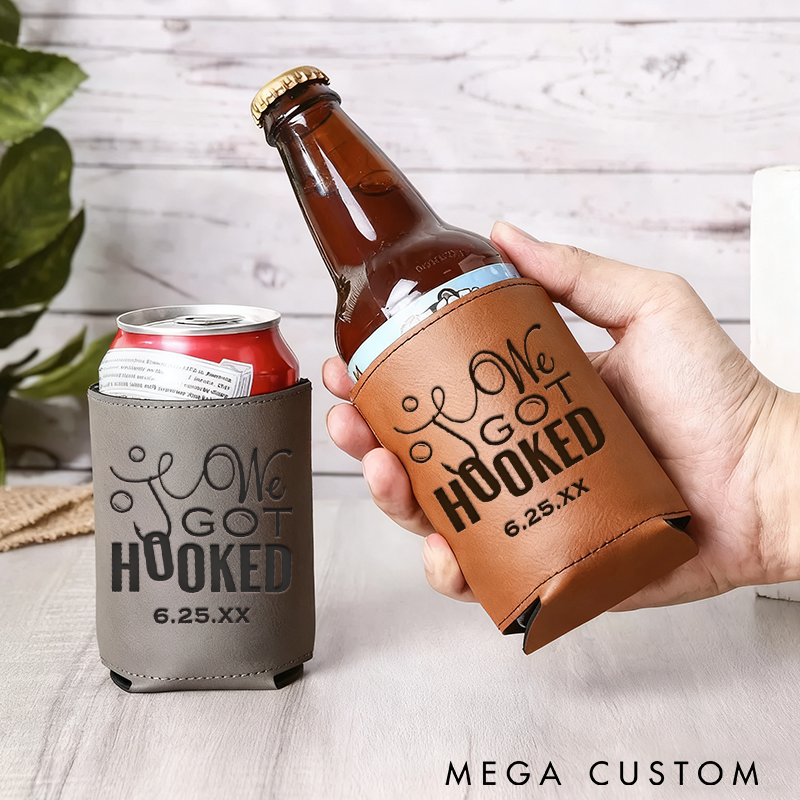 Personalized Fishing Cup Sleeve We Got Hooked Wedding Favors Couples Gift Insulated Drink Holder Perfect for Engagements and Fishing Lovers