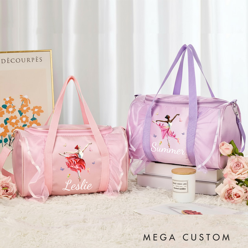 Personalized Birth Flower Ballet Girl Dance Bag for Girls Duffle Bag Pink Ballet Dance Bag Gymnastic Cheer Girl Christmas Gift Back To School Gift