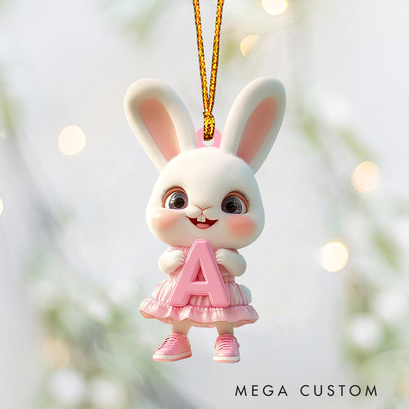 Personalized Bunny Alphabet Ornament with Custom Letter and Adorable Animal Design Perfect for Charming Holiday Decor Christmas Ornament