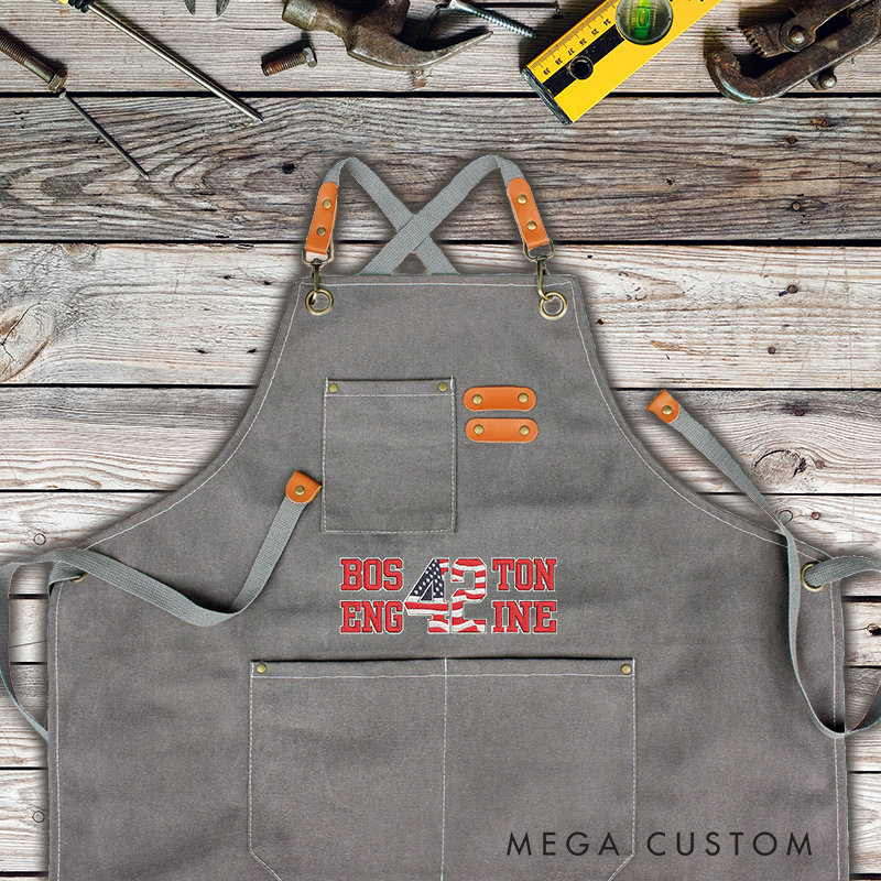 Personalized Firefighter Canvas Apron with Custom Station Name and Embroidered Design Gift for Firefighters