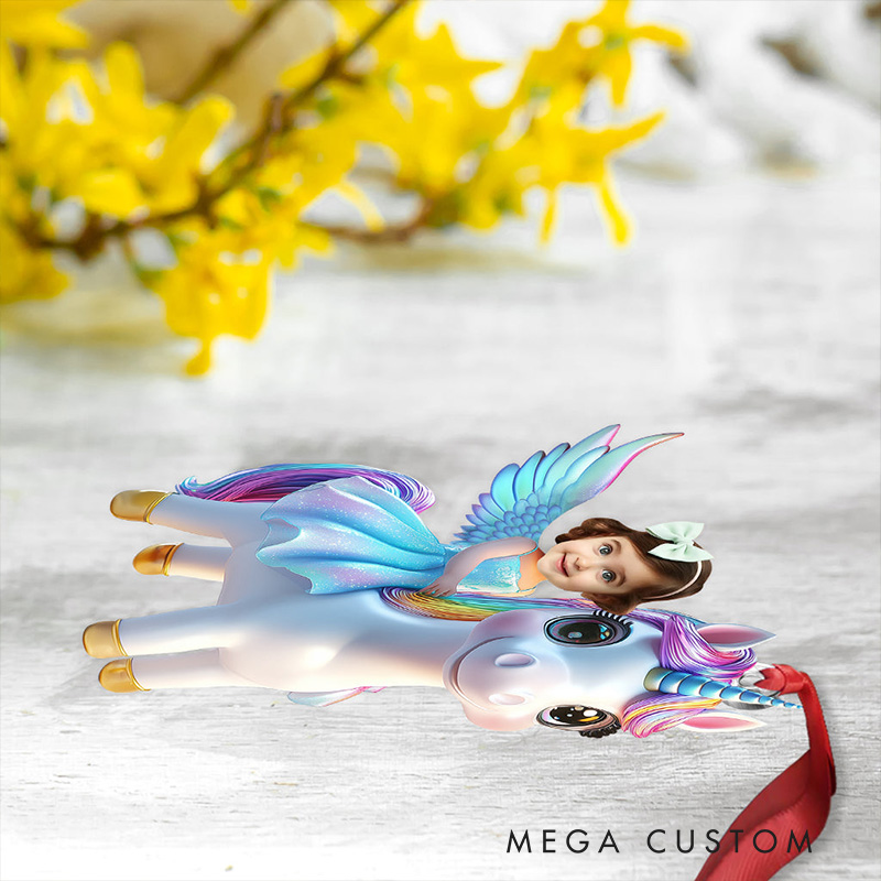 Personalized Unicorn Photo Ornament with Custom Image and Whimsical Fantasy Design Perfect for Cherished Holiday Memories Christmas Ornament
