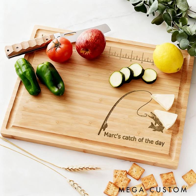 Personalized Fishing Cutting Board Fish Measuring Board Catch of the Day Gift Fisherman's Gift Fathers Day Gift Custom Name Perfect Gift for Fishing Enthusiasts