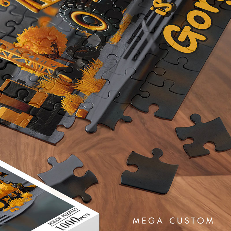 Personalized Construction Alphabet Puzzle with Custom Name and Bold Industrial Scene Perfect for Creative Playtime Kid Puzzle