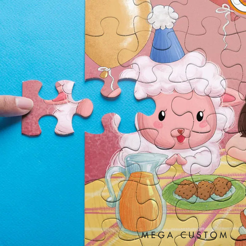 Personalized Birthday Celebration Puzzle with Custom Name and Whimsical Unicorn Party Design Perfect for Joyful Playtime Kid Puzzle