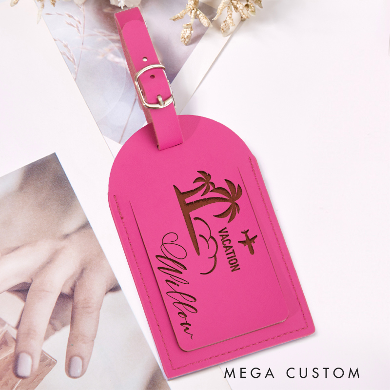 Personalized Beach Vacation Leather Luggage Tag for Traveling Lovers Gift for Vacation