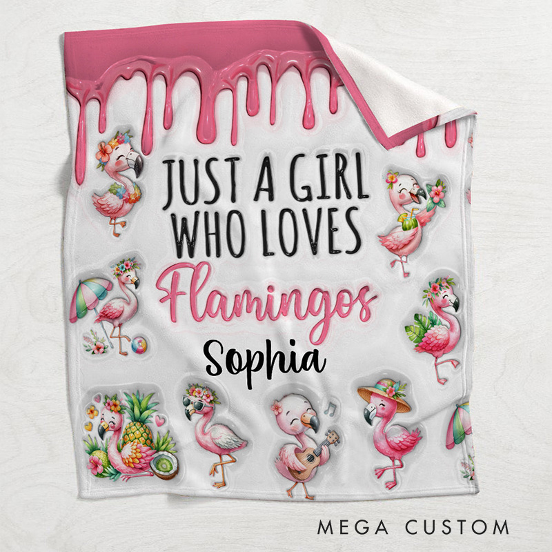 Personalized Flamingo Lover Blanket with Vibrant Flamingo Design and Custom Name for Flamingo Fans Blanket