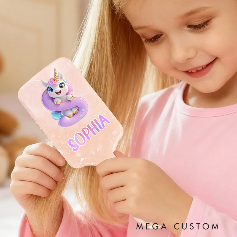 Personalized Unicorn Hair Brush with Custom Name and Cute Magical Design for Kids and Fun Grooming Experience Hair Brush