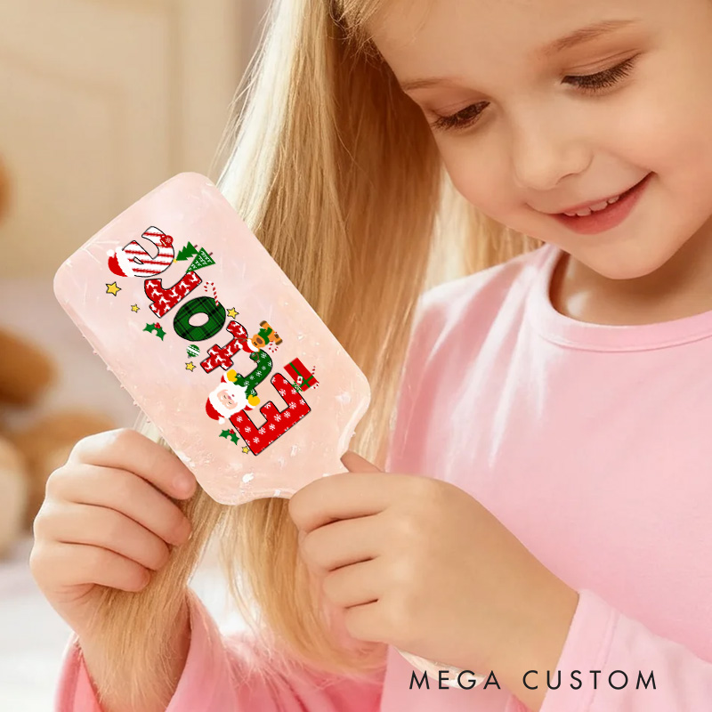 Personalized Holiday Hair Brush with Custom Name and Cheerful Christmas Design for Festive and Fun Grooming Hair Brush