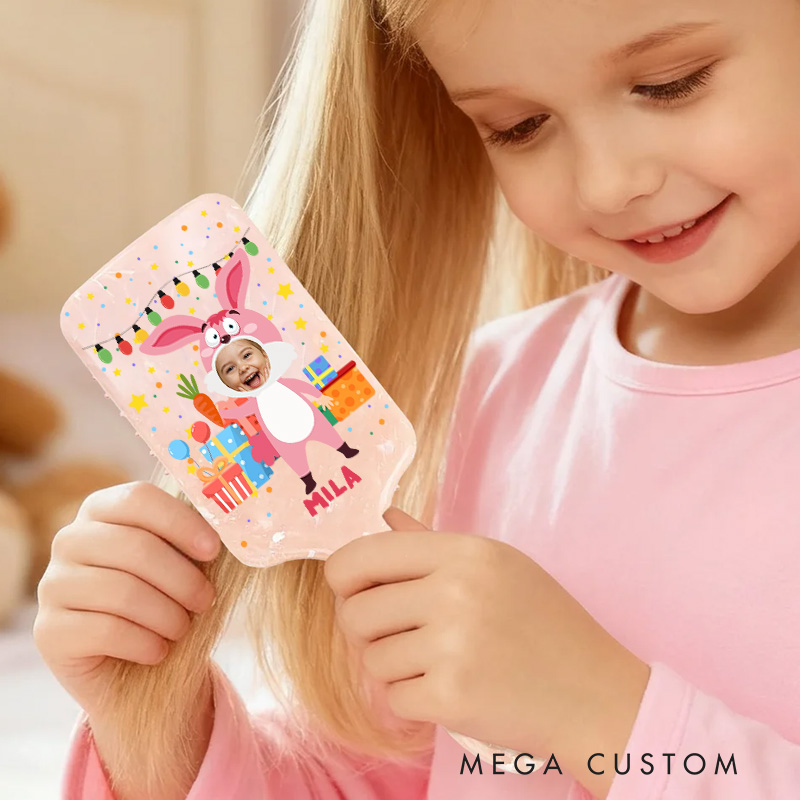 Personalized Photo Hair Brush with Custom Name and Colorful Design for Kids and Fun Grooming Hair Brush