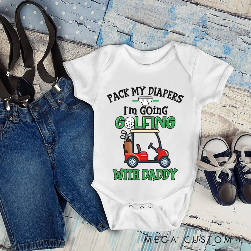 Personalized Golf Baby Onesie Funny Future Golfer Pack My Diapers Baby Bodysuit