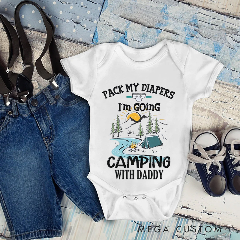 Personalized Camping Baby Bodysuit with Scenic Nature Graphics and Fun Quote for Outdoor Adventures and Family Trips Baby Bodysuit