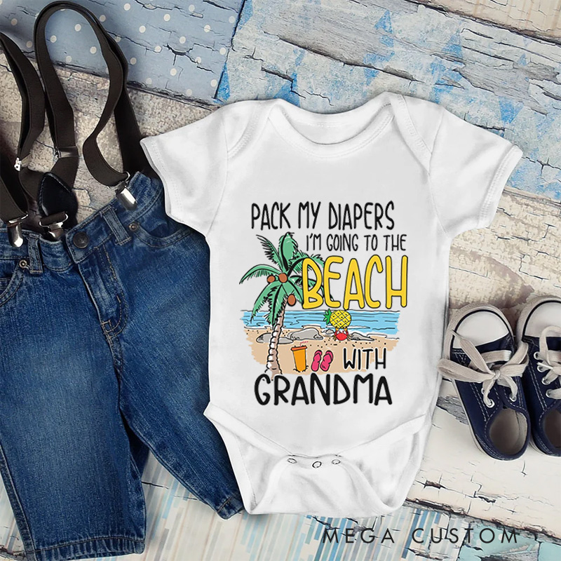 Personalized Beach Baby Bodysuit with Tropical Graphic and Fun Quote for Little Beachgoers and Family Getaways Baby Bodysuit