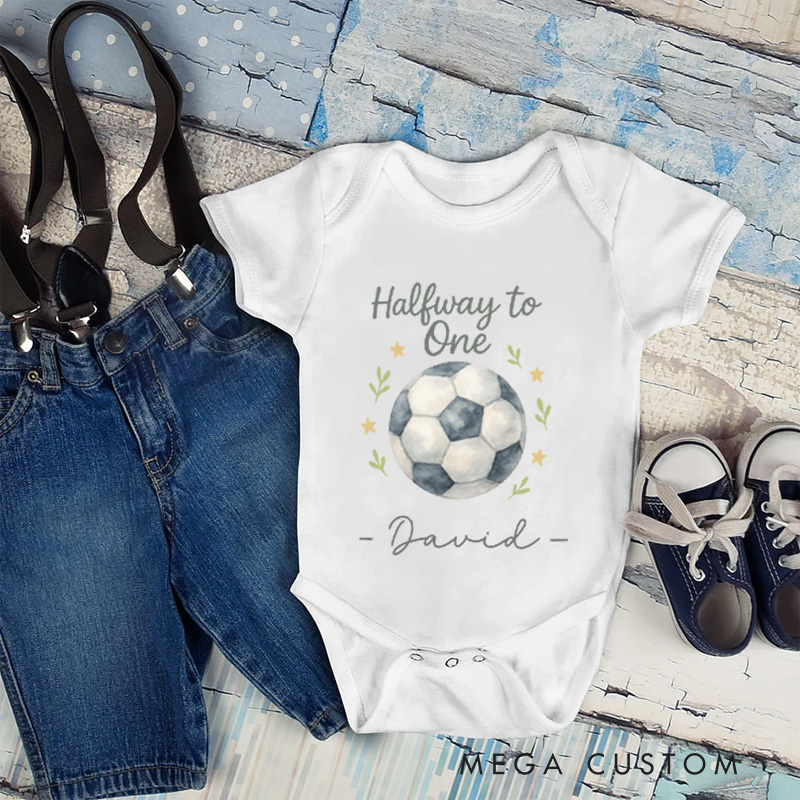 Personalized Soccer Ball Name Custom Baby Gift Cute Sports Fan Waiting For Goals Fun Soft Comfortable Baby Bodysuit