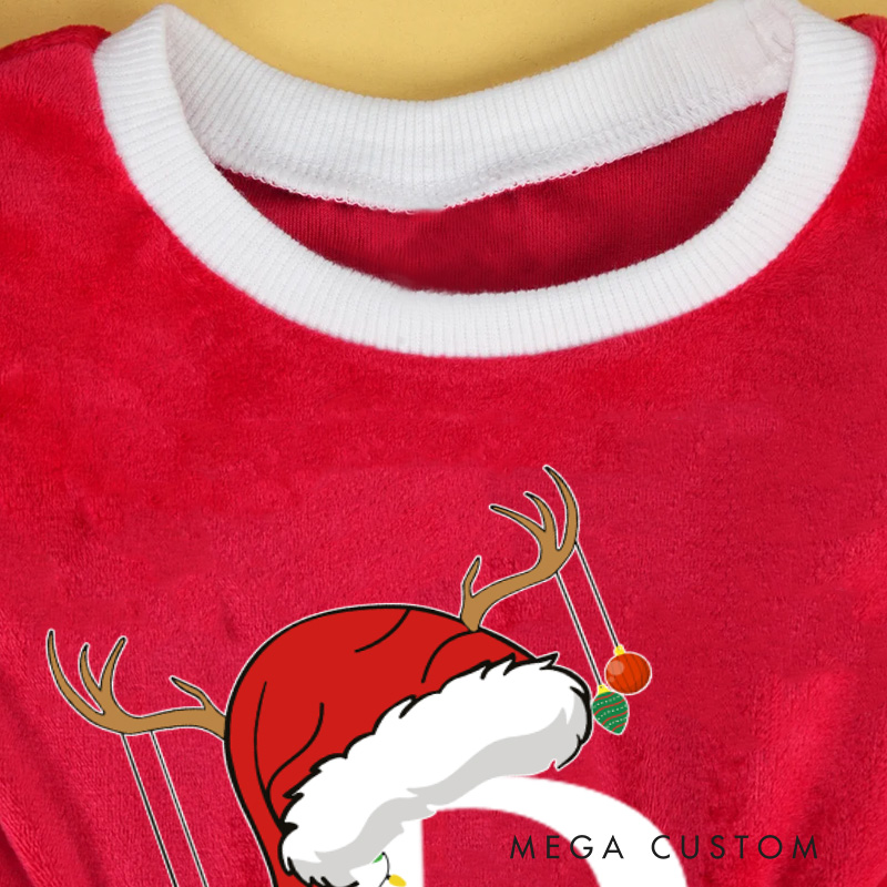 Personalized Baby Girl Initial Name Custom Holiday Outfit Cute Santa Style Festive Party Wear Adorable Christmas Celebration Red Tutu Dress