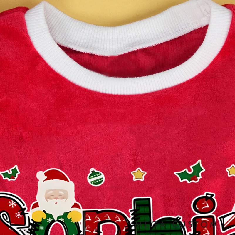 Personalized Baby Girl Name Custom Holiday Outfit Merry Christmas Cute Santa Style Festive Party Adorable Winter Celebration Red Tutu Dress