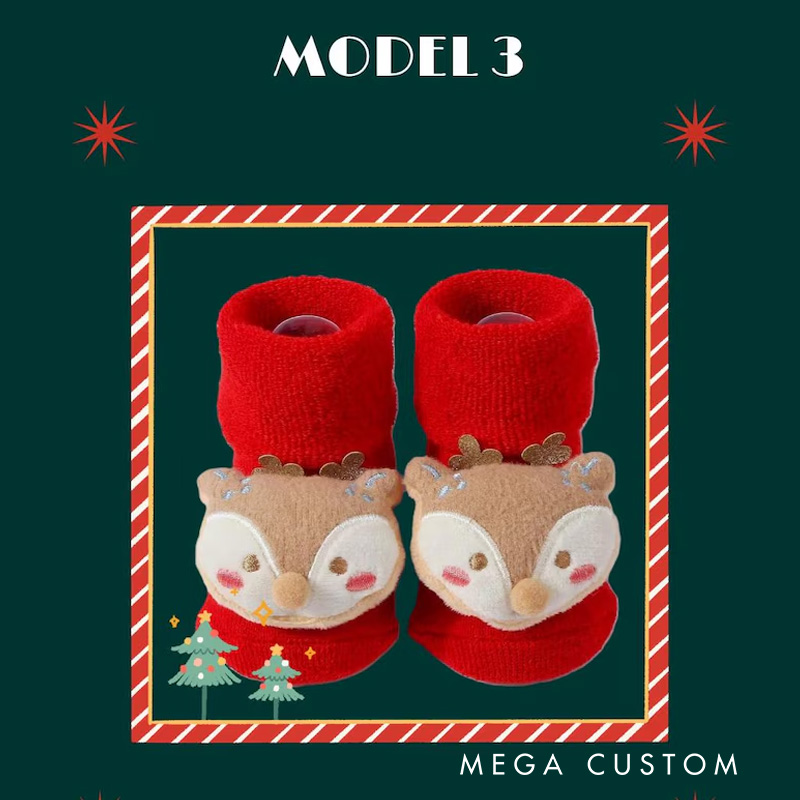 Personalized Baby Holiday Gift Cozy Warm Winter Footwear Cute Festive Santa Style Adorable Red Baby Christmas Socks