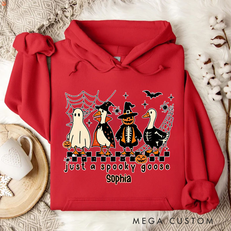 Personalized Spooky Goose with Halloween Friends Fun and Whimsical Ghostly Hoodies