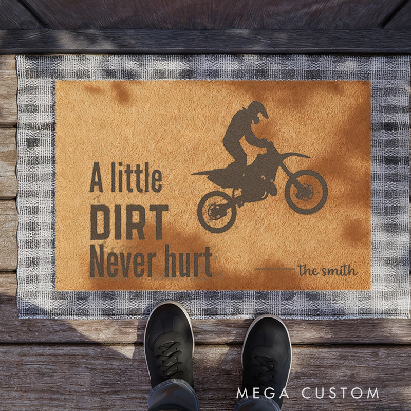 Personalized Motocross Doormat Custom Name Dirt Bike Welcome Mat for Motorcycle and Racing Lovers