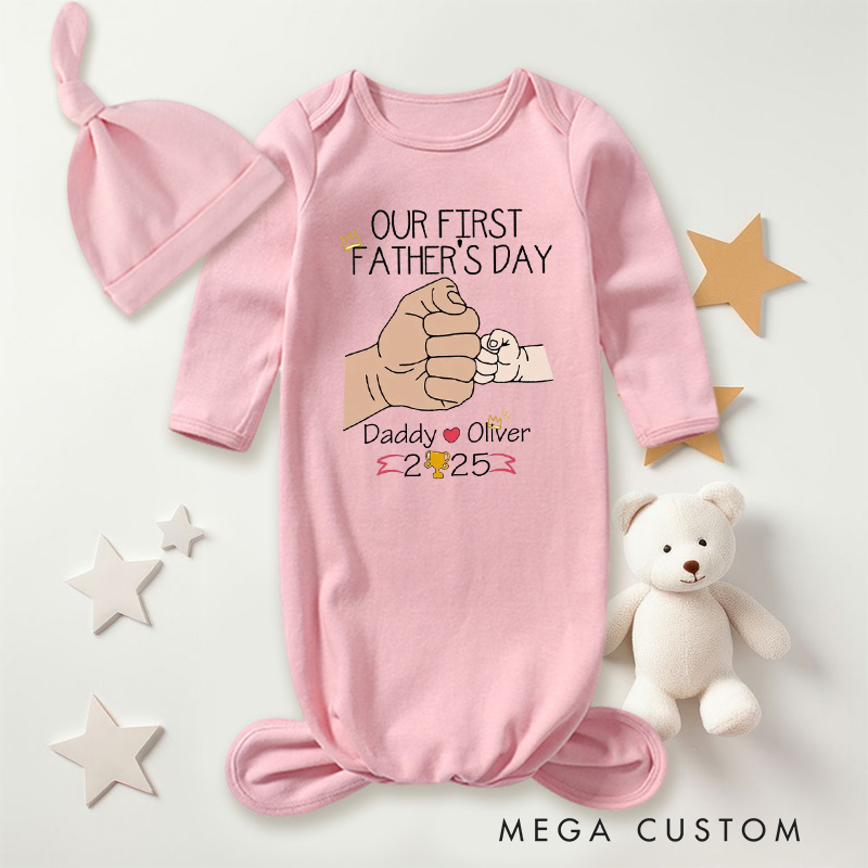 Personalized Fist Bump Father and Baby Tees Best Dad Our First Father’s Day Gift for New Dad